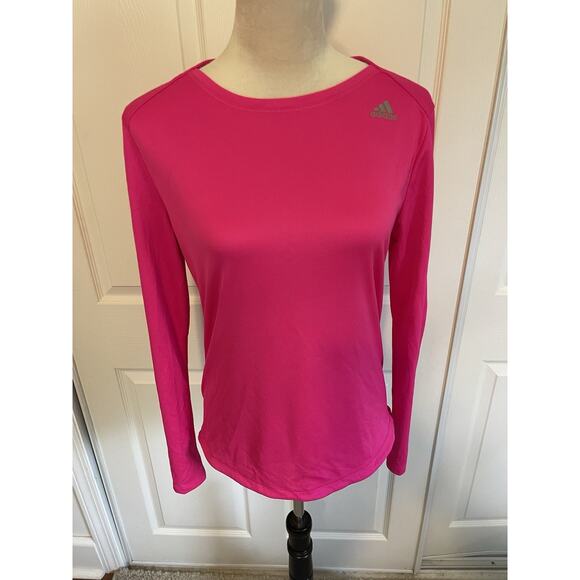 ADIDAS CLIMALITE | PINK LONG SLEEVE Running Top | Womens Size Medium | Neon - Picture 2 of 9